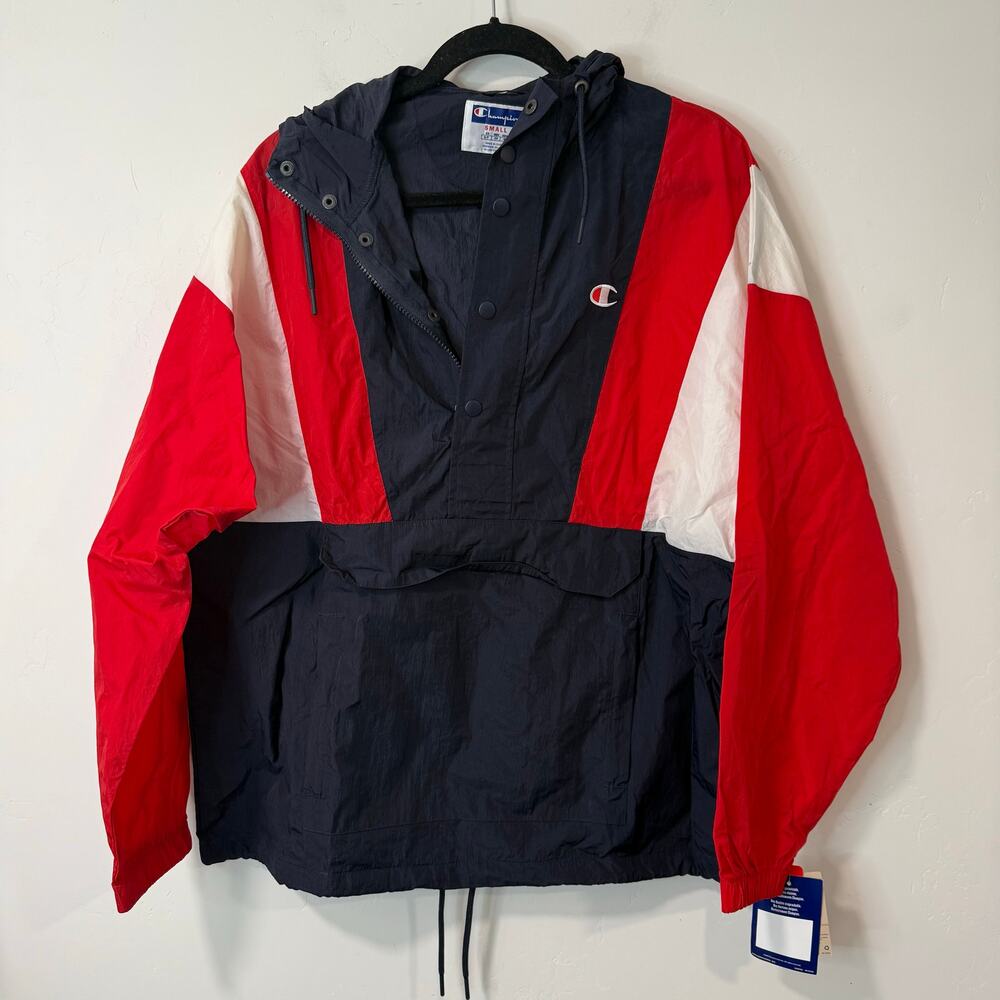 Champion Men's Half Zip Windbreaker Pullover Jacket Anorak‎ NEW Small USA